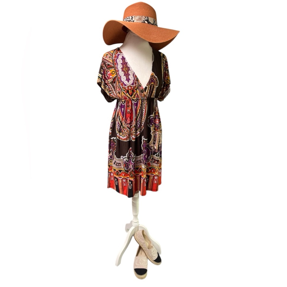 Cristina Love V-Neck Dolman Sleeve Midi Sundress size Large